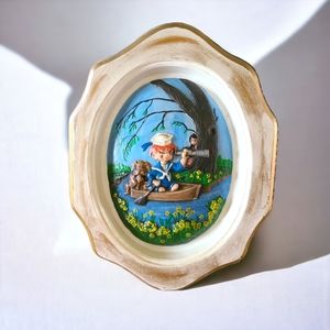 1972 BYRON MOLD CERAMIC WALL PLAQUE SAILOR BOY WITH DOG